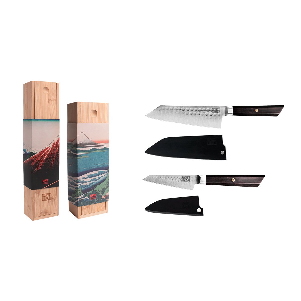Kotai Bunka Starter Set – Schilmes 90mm & Santoku 170mm - Geleverd in een Luxe bamboe geschenkverpakking