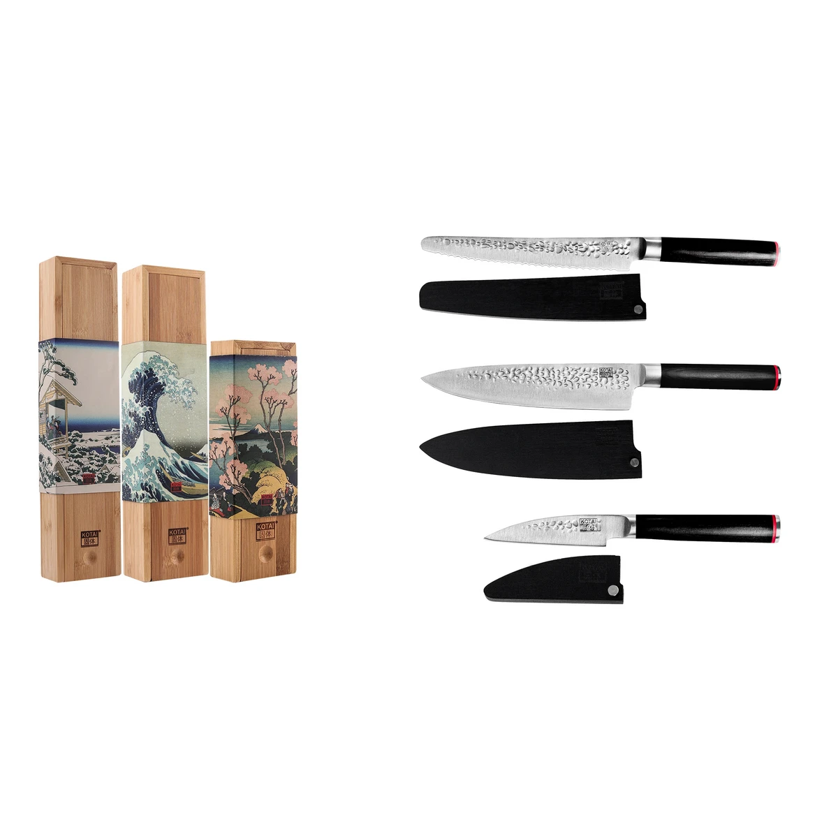 Kotai The Essential Set – 3 Messen: Schilmesje, Gyuto & Broodmes - Geleverd in een Luxe bamboe geschenkverpakking