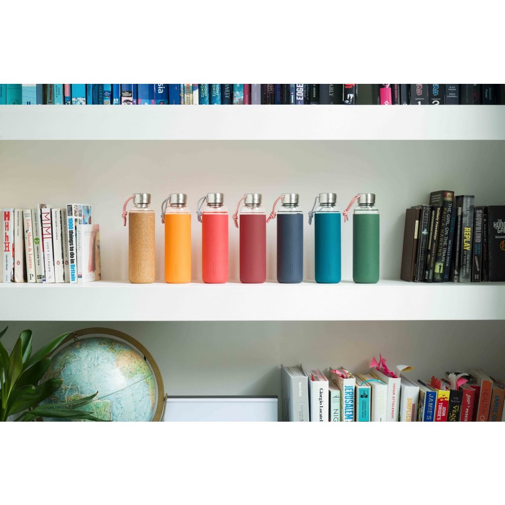 Black+Blum Glas Waterfles 0,6 L - Blauw - 100 % Lekvrij, Elegantie & Duurzaamheid