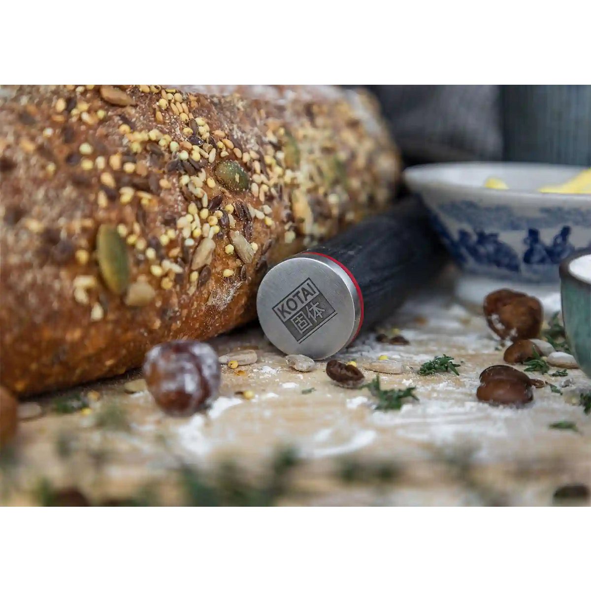 Kotai Gekarteld Brood-/Banketmes 200 mm – Met Bamboe Saya - Geleverd in een Luxe bamboe geschenkverpakking