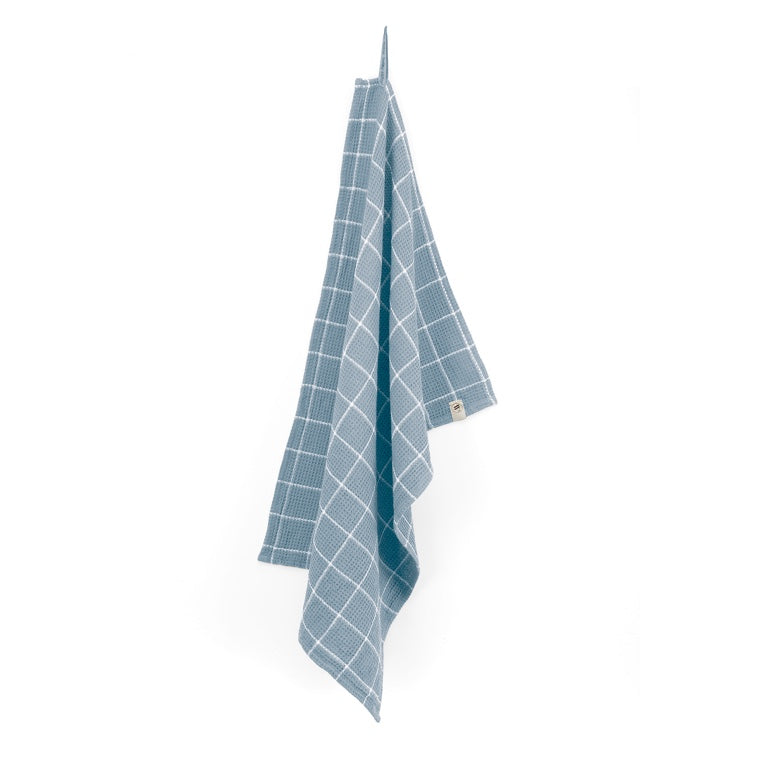 Walra Keukendoek Dry with Cubes – 100% Katoen – Modern Design - Blauw