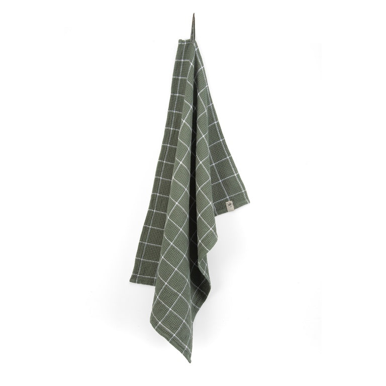 Walra Keukendoek Dry with Cubes – 100% Katoen – Modern Design - Groen