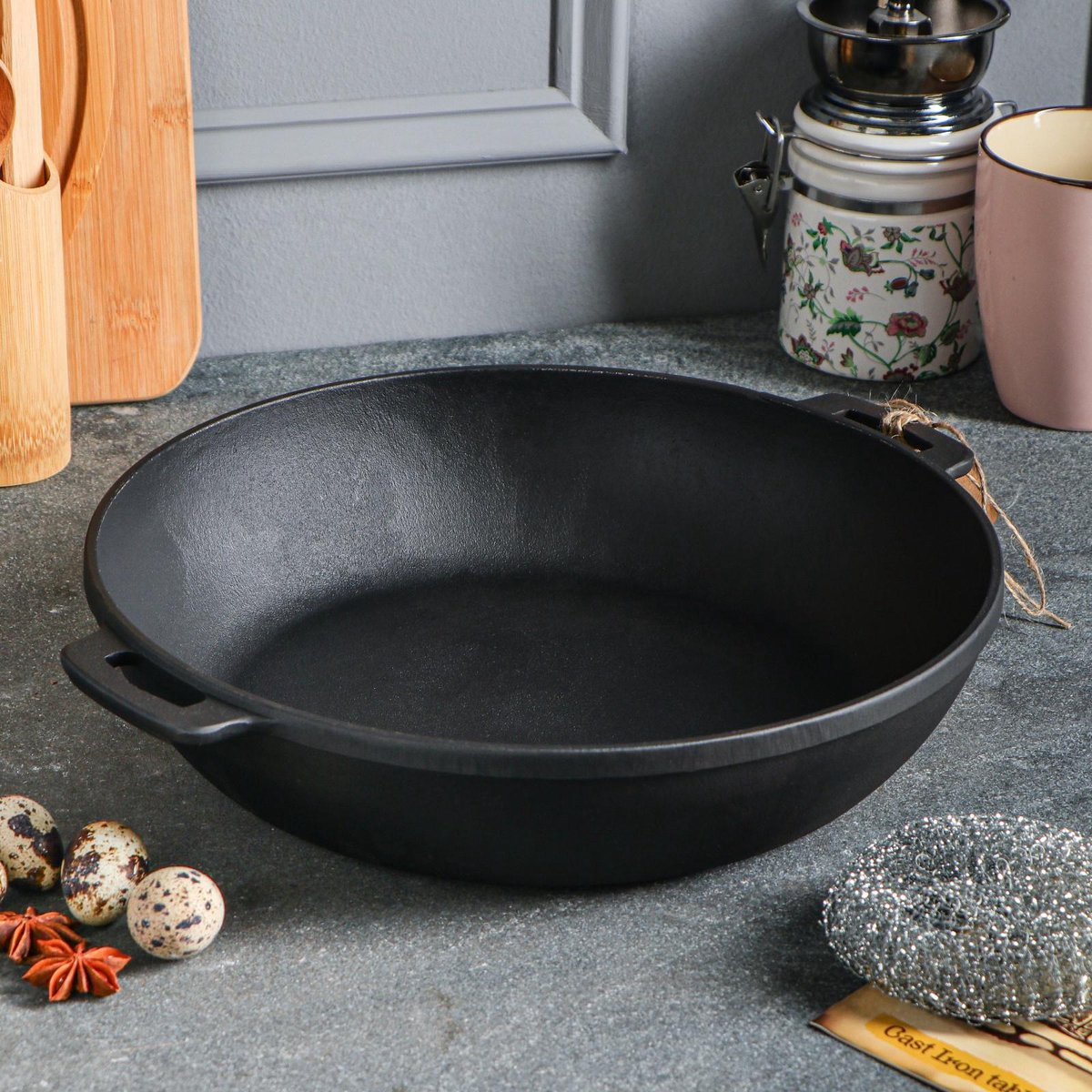 Maysternya Gietijzeren Barbecuepan met handvaten - Ø 26 x 2.5 cm