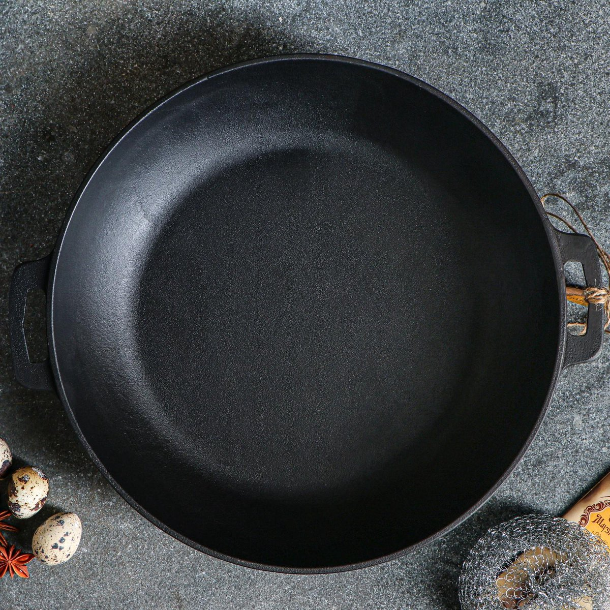 Maysternya Gietijzeren Barbecuepan met handvaten - Ø 26 x 2.5 cm