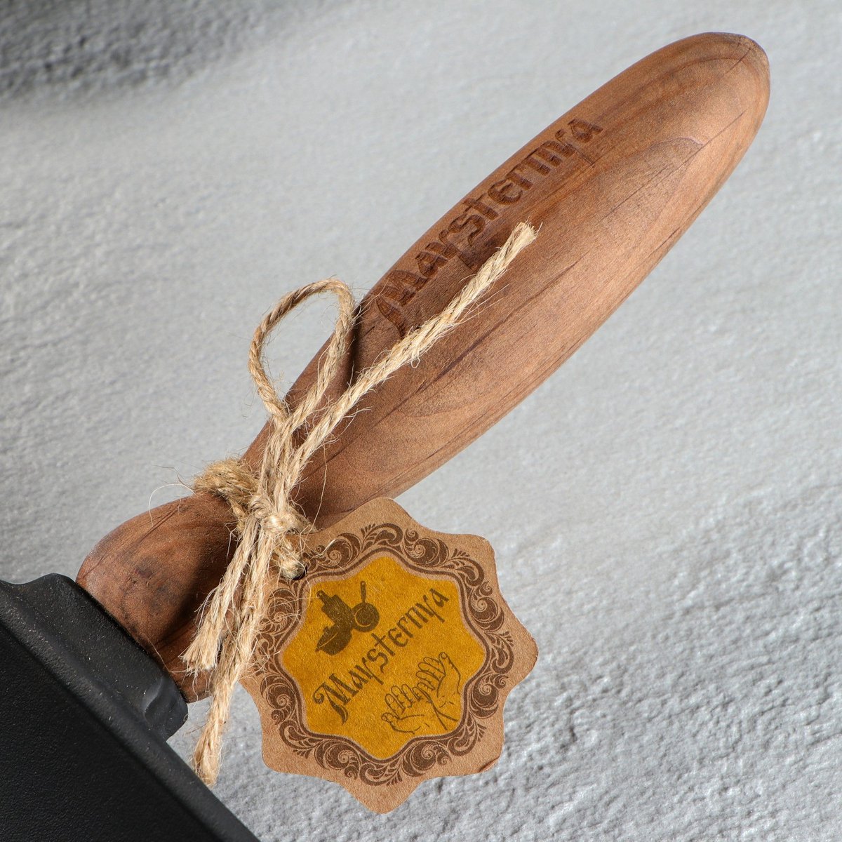 Maysternya Gietijzeren Grillpan vierkant met houten handvat - 28 x 28 x 4 cm