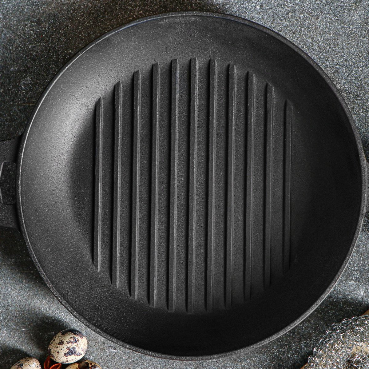 Maysternya Gietijzeren Grillpan met houten handvat - Ø 24 x 4 cm