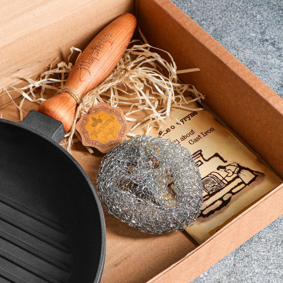 Maysternya Gietijzeren Grillpan met houten handvat - Ø 24 x 4 cm