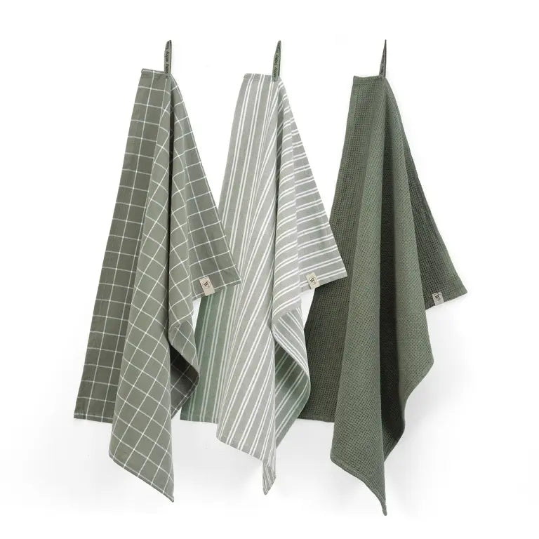 Walra Keukenset Dry Cubes Uni, Strepen & Blokjes 3-delig