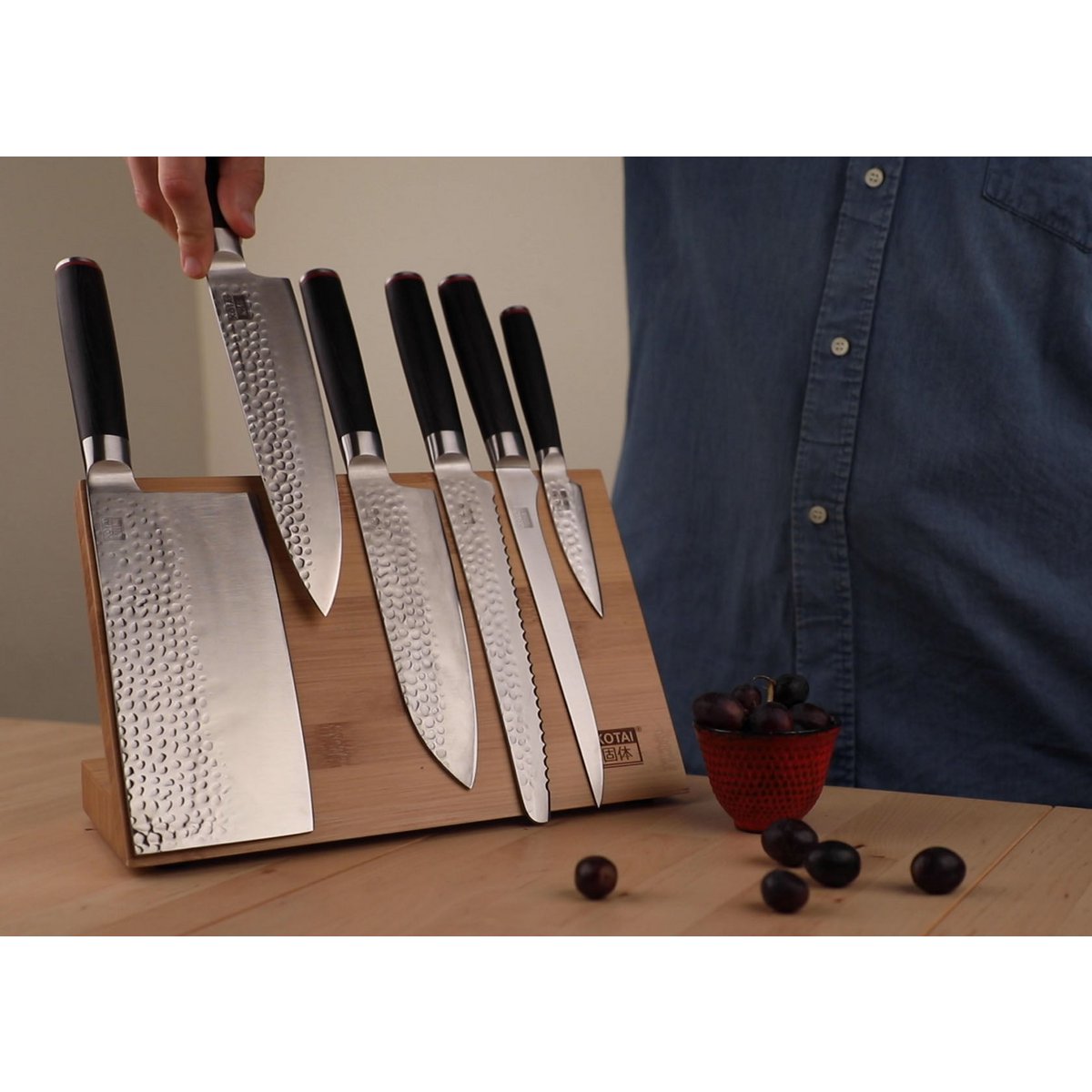 Kotai Magnetische Bamboe Messenhouder (Opvouwbaar) – 30 x 22 cm