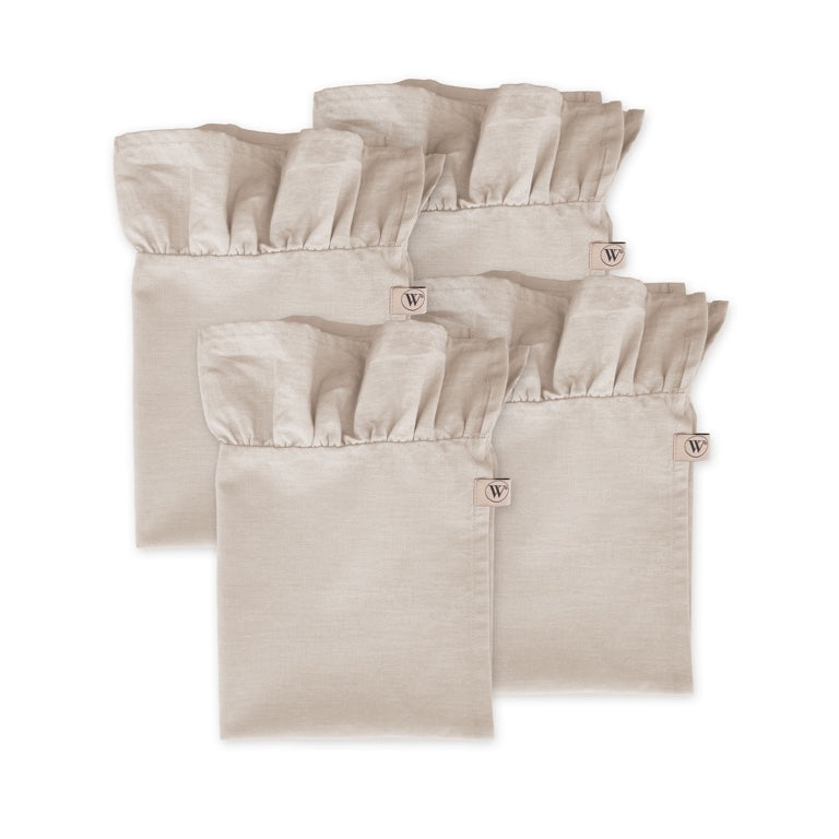 Walra Servet Set Lovely Linnen Ruffles 4-delig - Beige