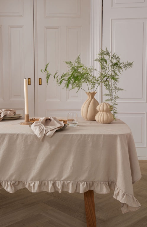 Walra Tafelkleed Lovely Linnen Ruffles - 140x320cm - Naturel