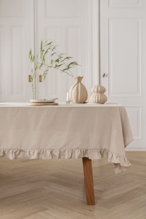 Walra Tafelkleed Lovely Linnen Ruffles - 140x320cm - Naturel
