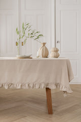 Walra Tafelkleed Lovely Linnen Ruffles - 140x320cm - Naturel