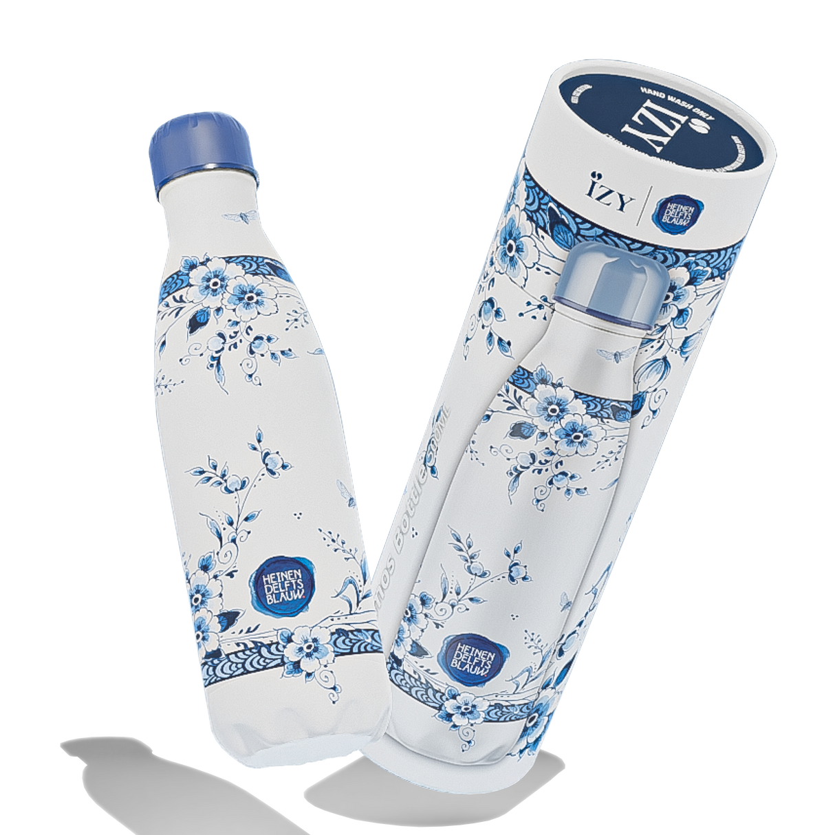 IZY Drinkfles - Heinen Delfts Blue | Luxe Thermofles 500ML met Delfts Blauw Design