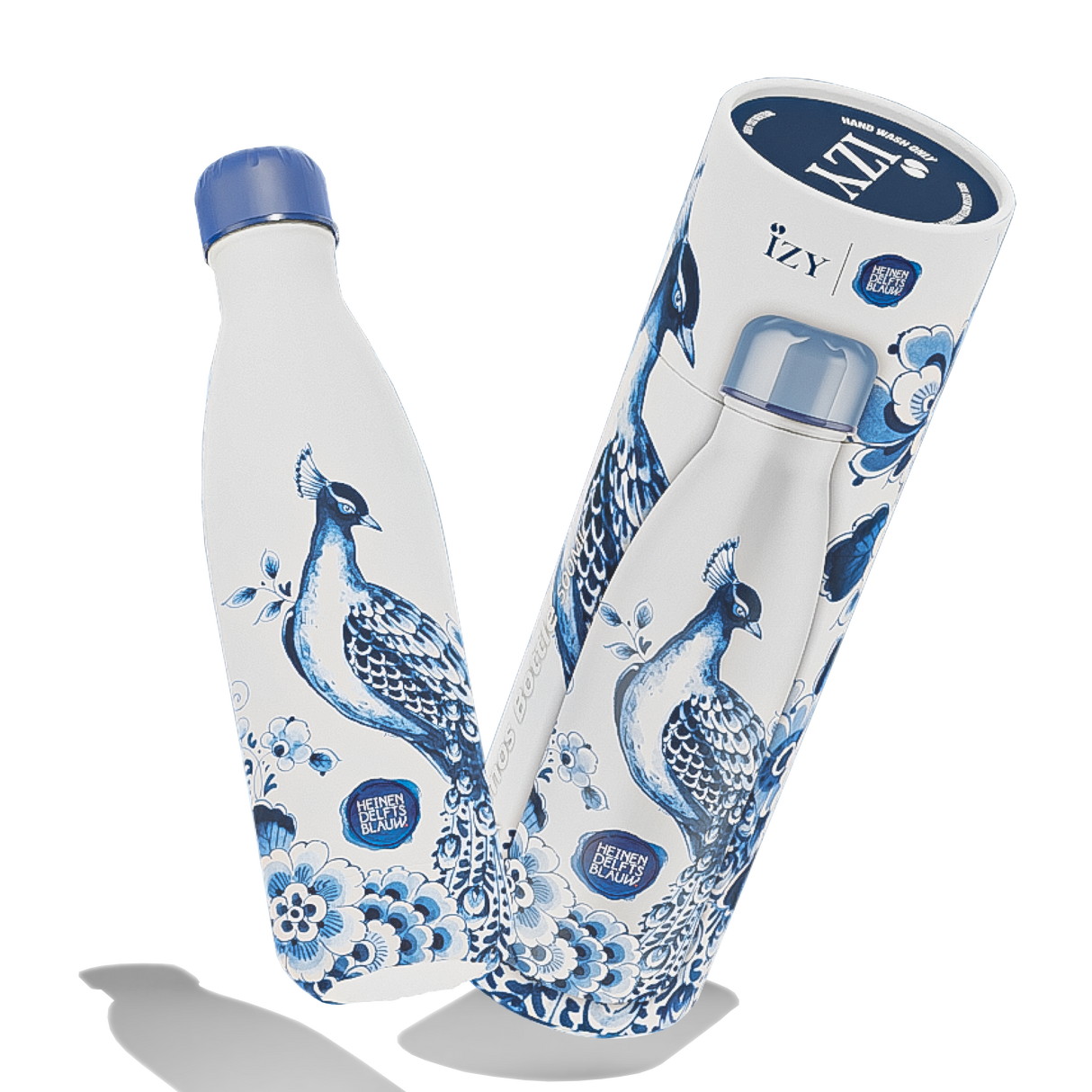 IZY Drinkfles - Heinen Delfts Blue | Luxe Thermofles 500ML met Delfts Blauw Design